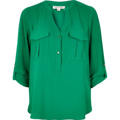 Green utility blouse